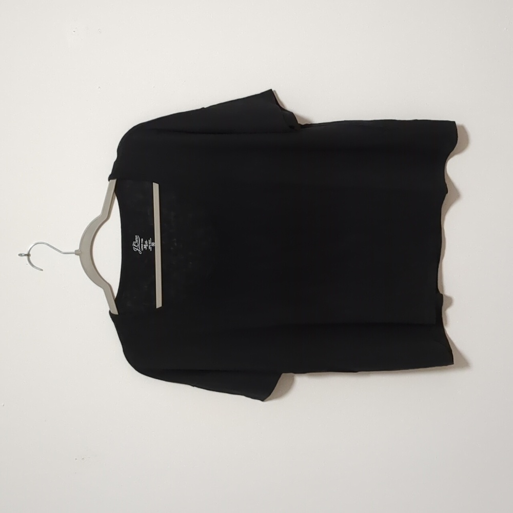 EUC J. Crew Black Relaxed Linen Scoopneck T-shirt - Extra Small